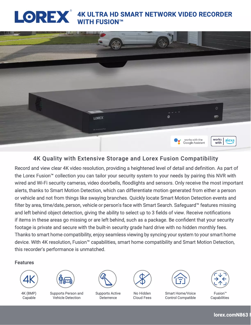 Página 1 del manual Ficha técnica Lorex N863A63BG