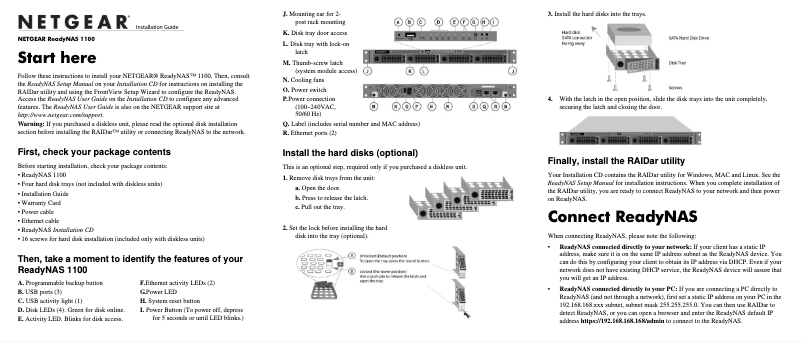 Image de la première page du manuel de l'appareil ReadyNAS RR4450