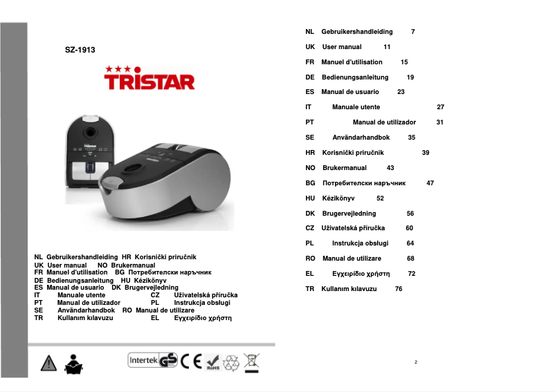 Image de la première page du manuel de l'appareil SZ-1913