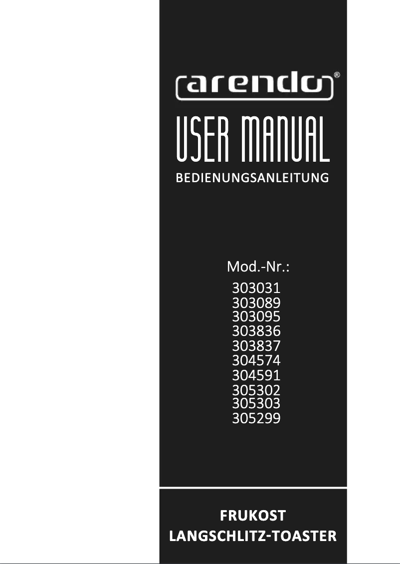 Page n°1 - Manuel utilisateur Arendo Frukost 304591