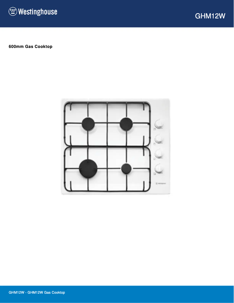 Page n°1 - Manuel utilisateur Westinghouse GHM12W