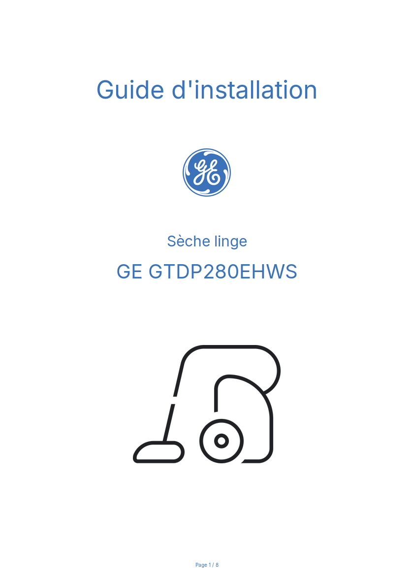 Image de la première page du manuel de l'appareil GTDP280EHWS