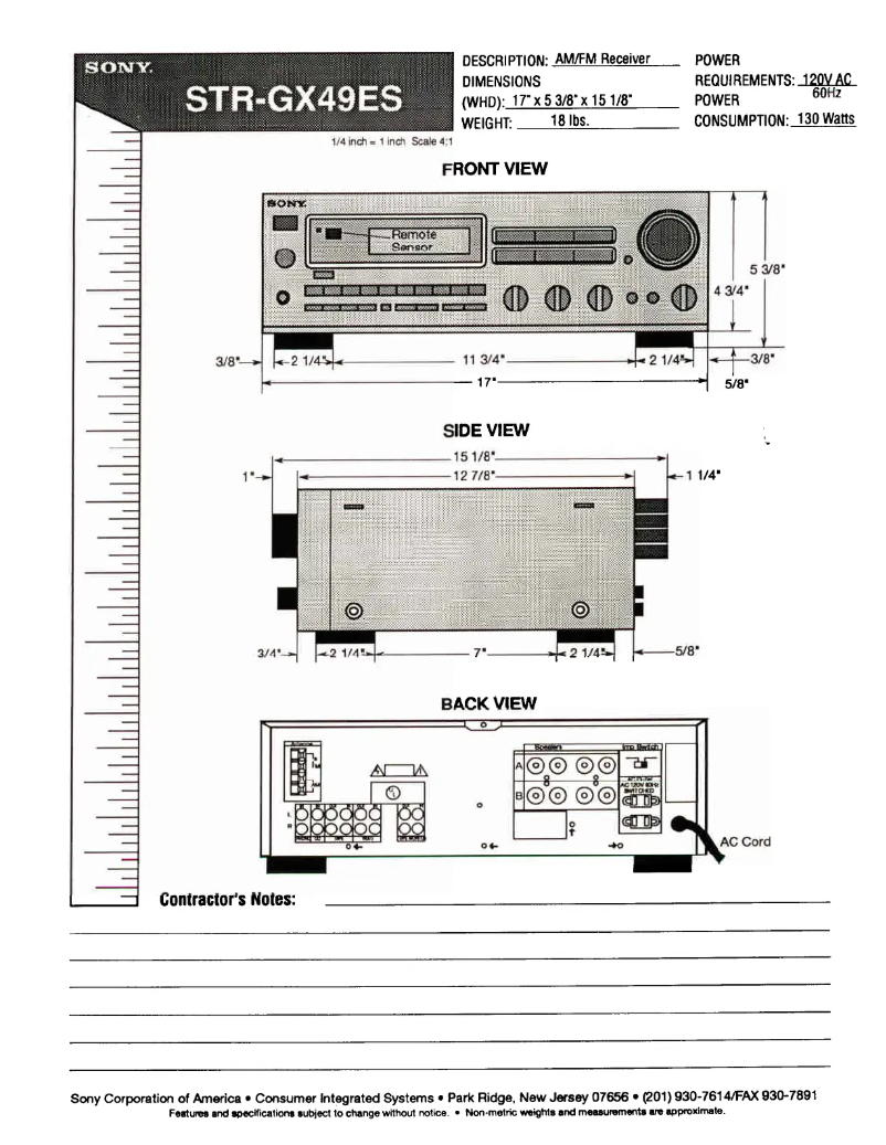 Page 1 de la notice Guide d'installation Sony STR-GX49ES