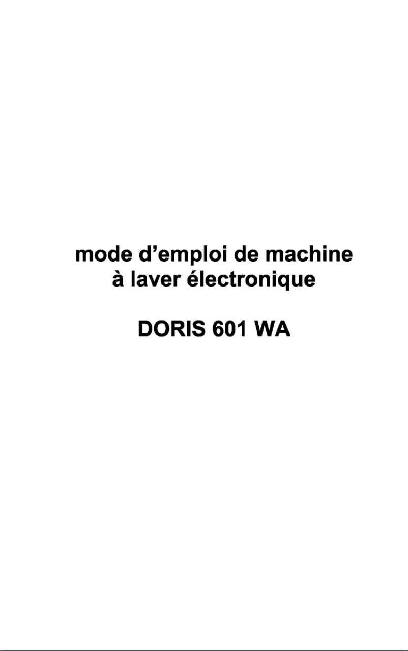 Image de la première page du manuel de l'appareil DORIS 601 WA