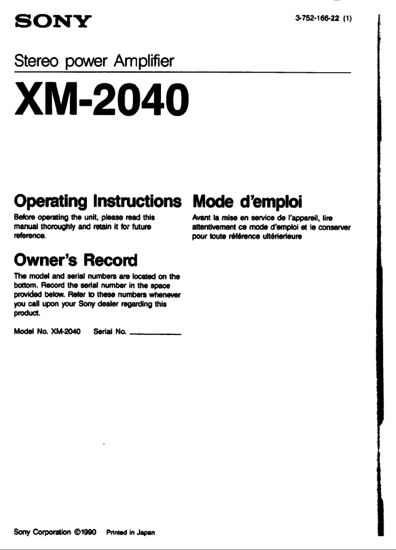 Image de la première page du manuel de l'appareil XM-2040