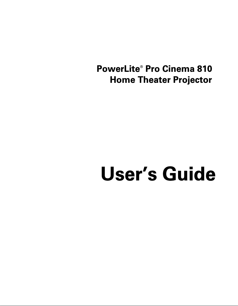 Image de la première page du manuel de l'appareil PowerLite Pro Cinema 810 HQV