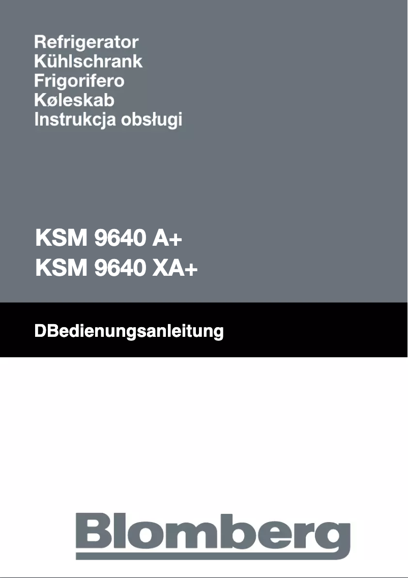 Page n°1 - Manuel utilisateur Blomberg KSM 9640 XA