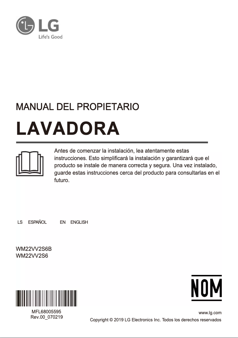 Page n°1 - Manuel utilisateur LG WM22VV2S6