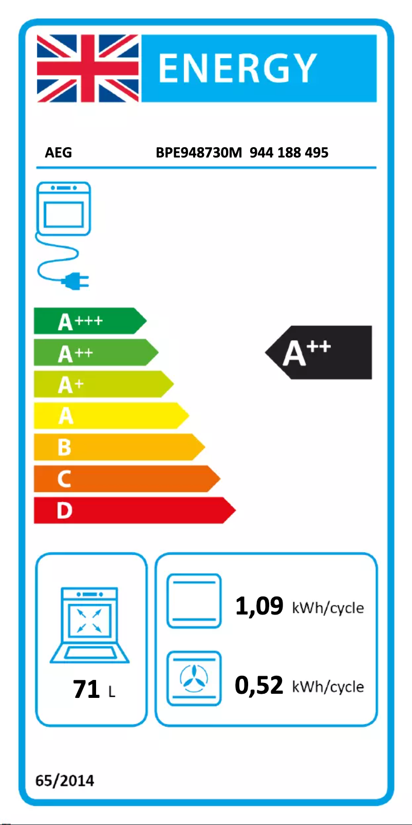 Page n°1 - Label énergétique AEG BPE948730M