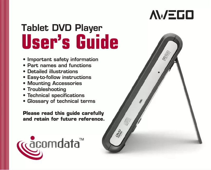 Page n°1 - Manuel utilisateur Acomdata AWEGO PDVD7