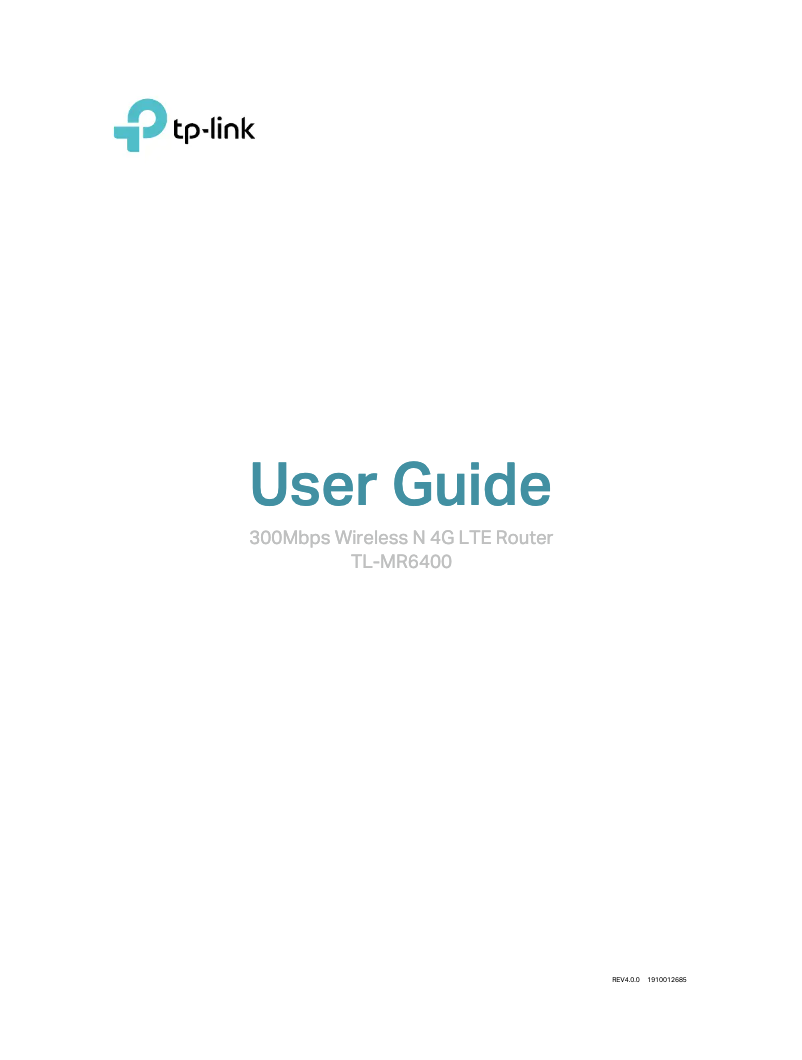 Page n°1 - Manuel utilisateur TP-Link TL-MR6400 V3