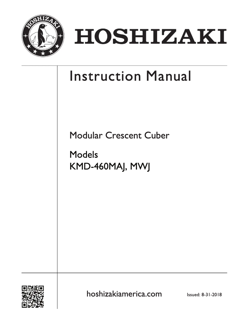 Page 1 de la notice Guide d'installation Hoshizaki KMD-460MAH