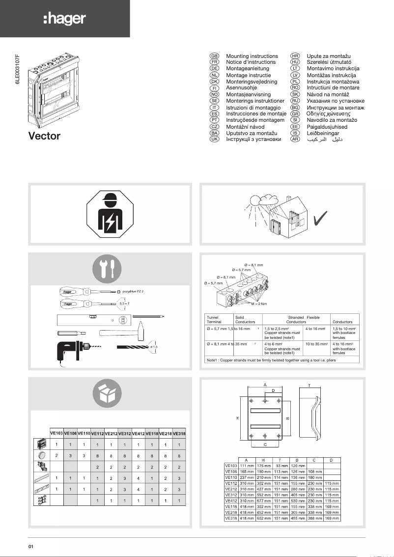 Page n°1 - Manuel utilisateur Hager VE218H