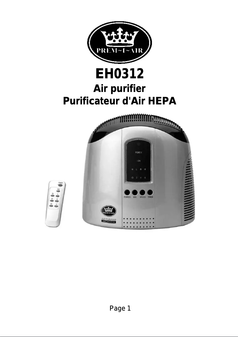 Page n°1 - Manuel utilisateur Prem-I-Air EH0312