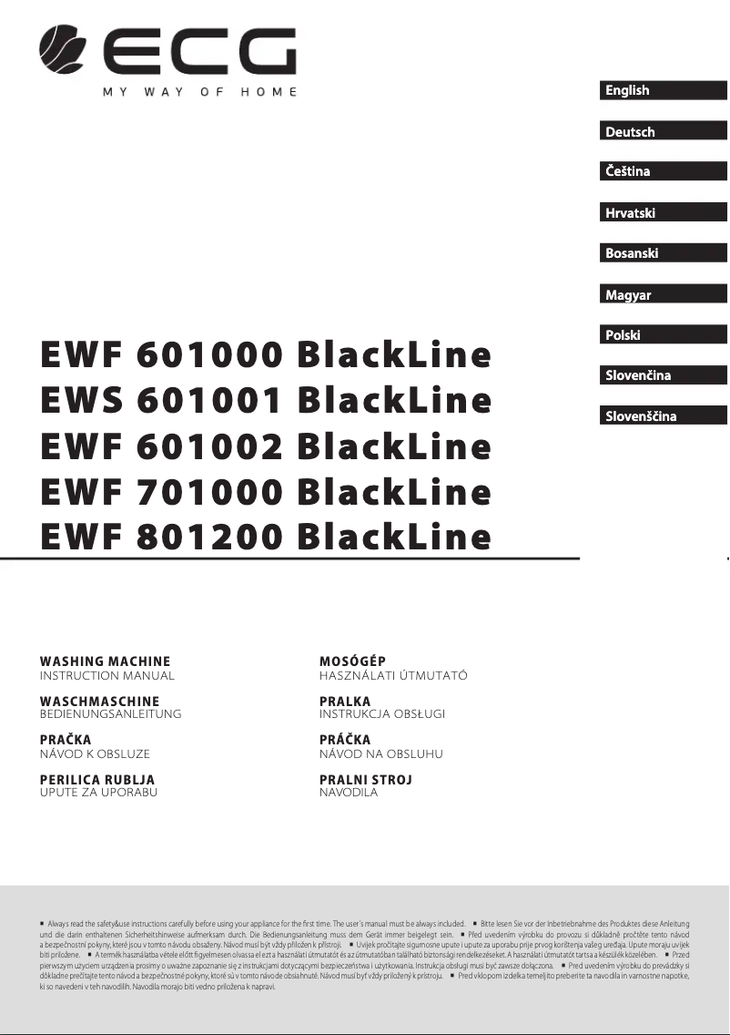Page 1 of the manual User Manual ECG EWF 601000 BlackLine