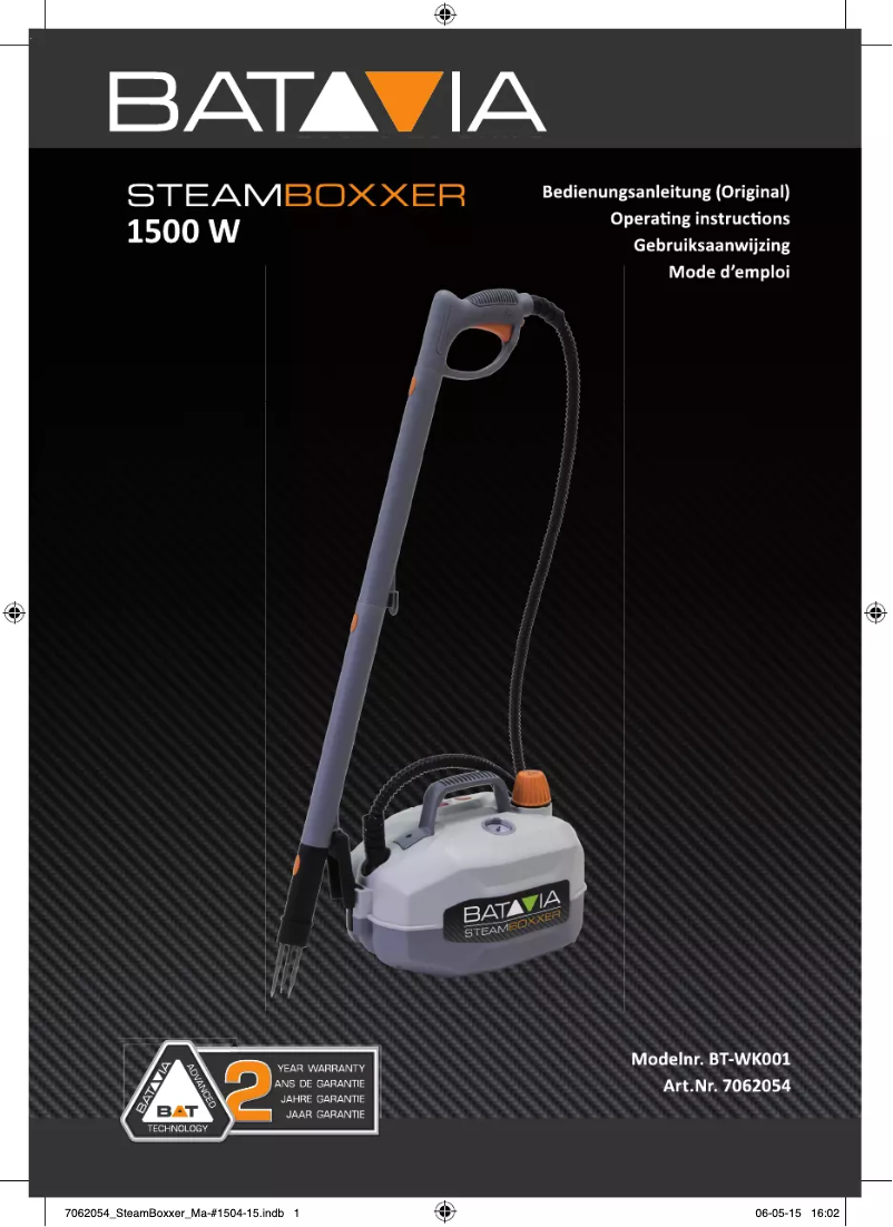 Image de la première page du manuel de l'appareil SteamBoxxer BT-WK001