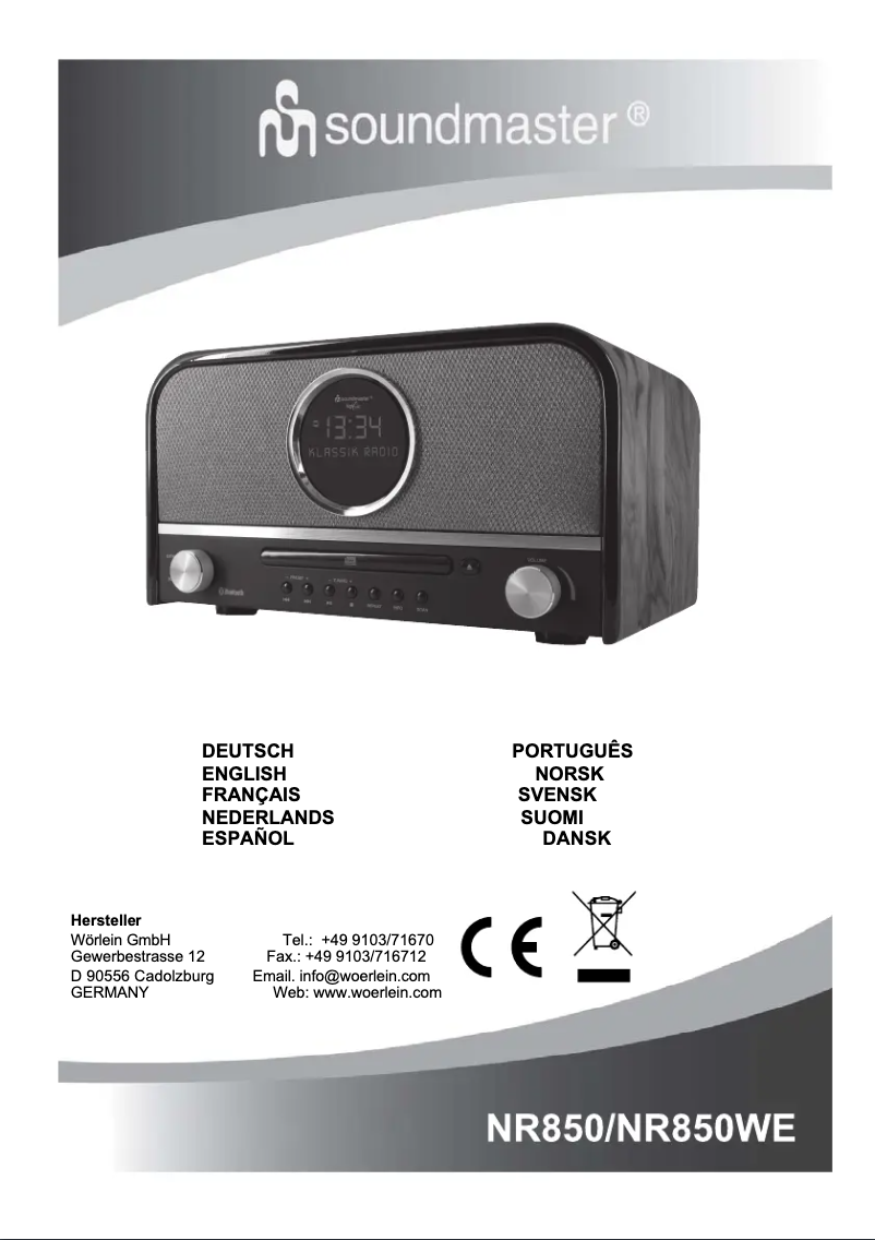 Page 1 de la notice Manuel utilisateur Soundmaster NR850WE