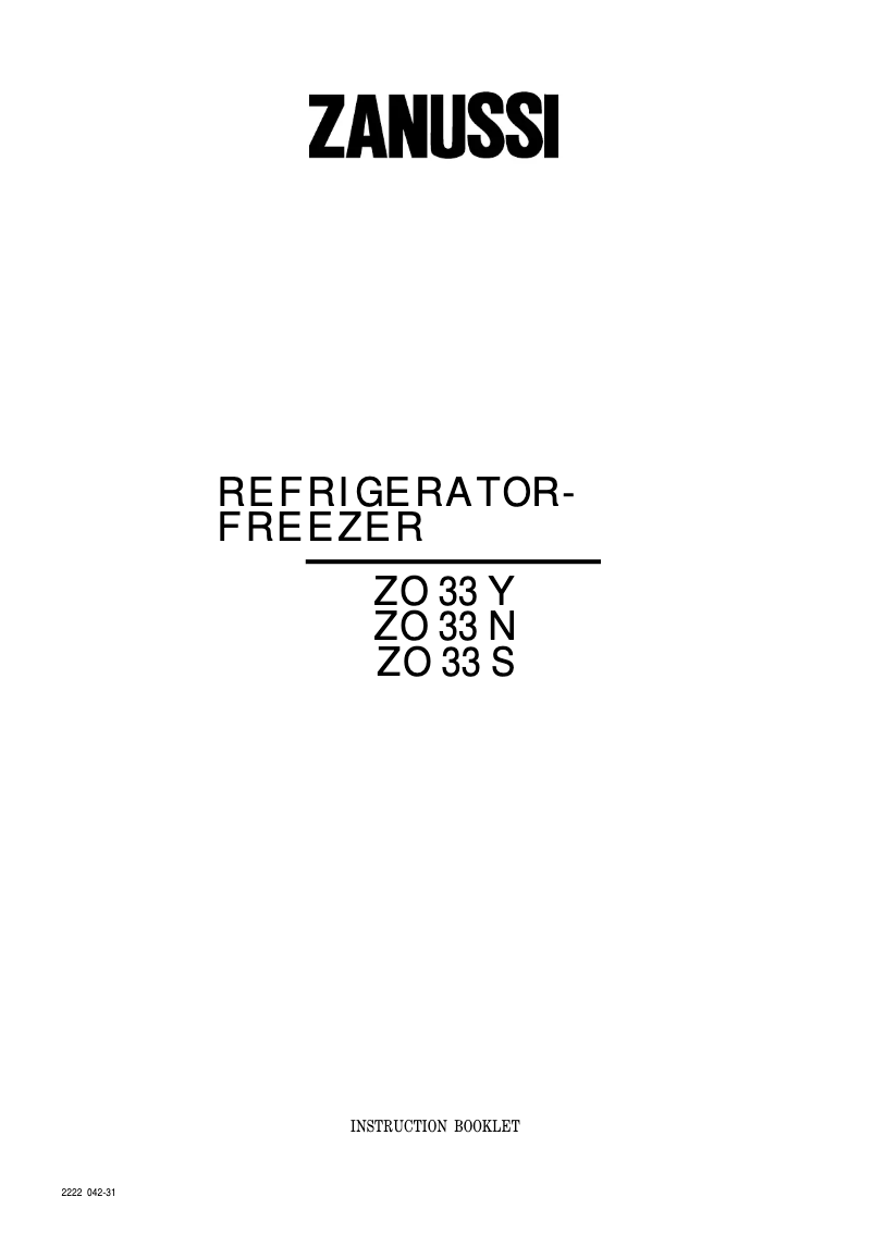 Page n°1 - Manuel utilisateur Zanussi ZO33S