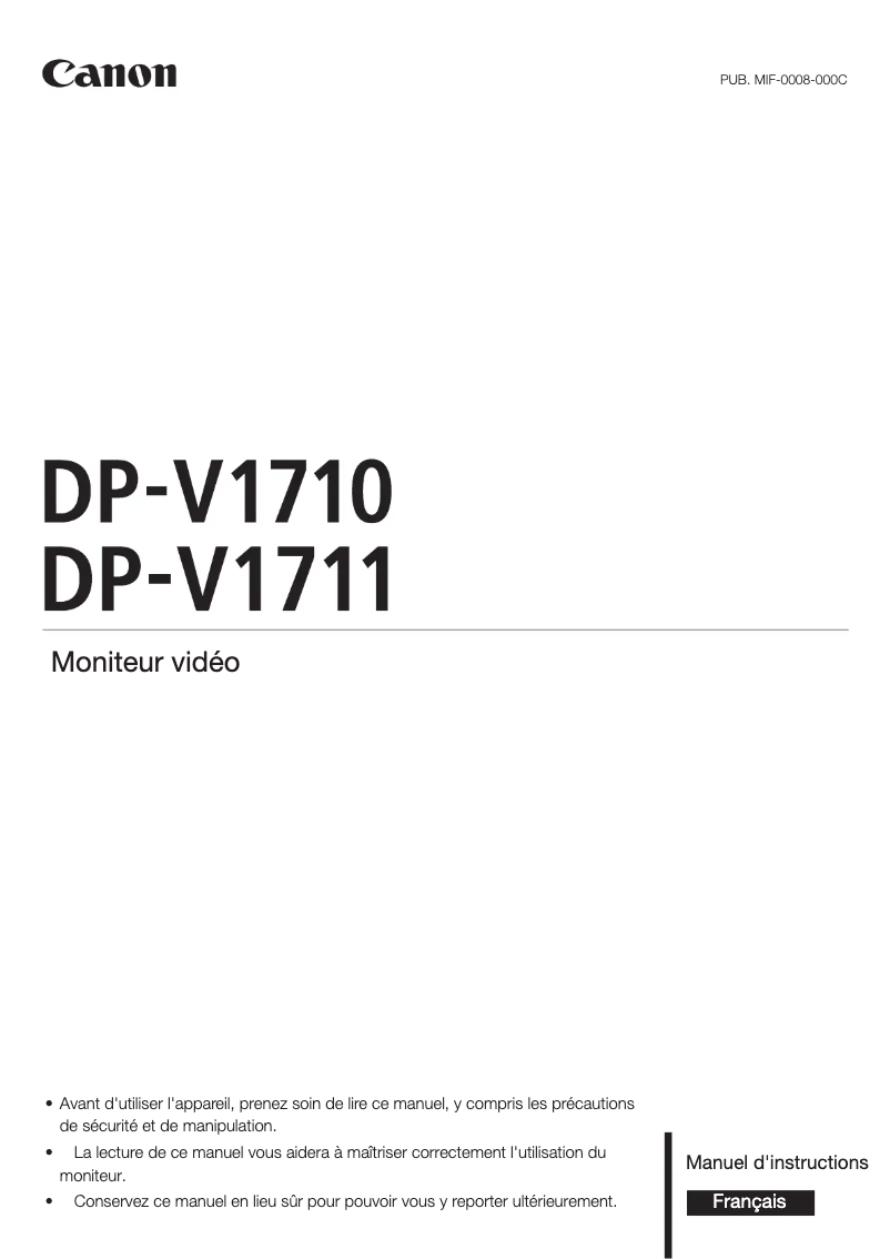 Image de la première page du manuel de l'appareil DP-V1710