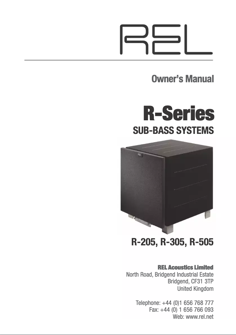 Page n°1 - Manuel utilisateur REL Acoustics R305