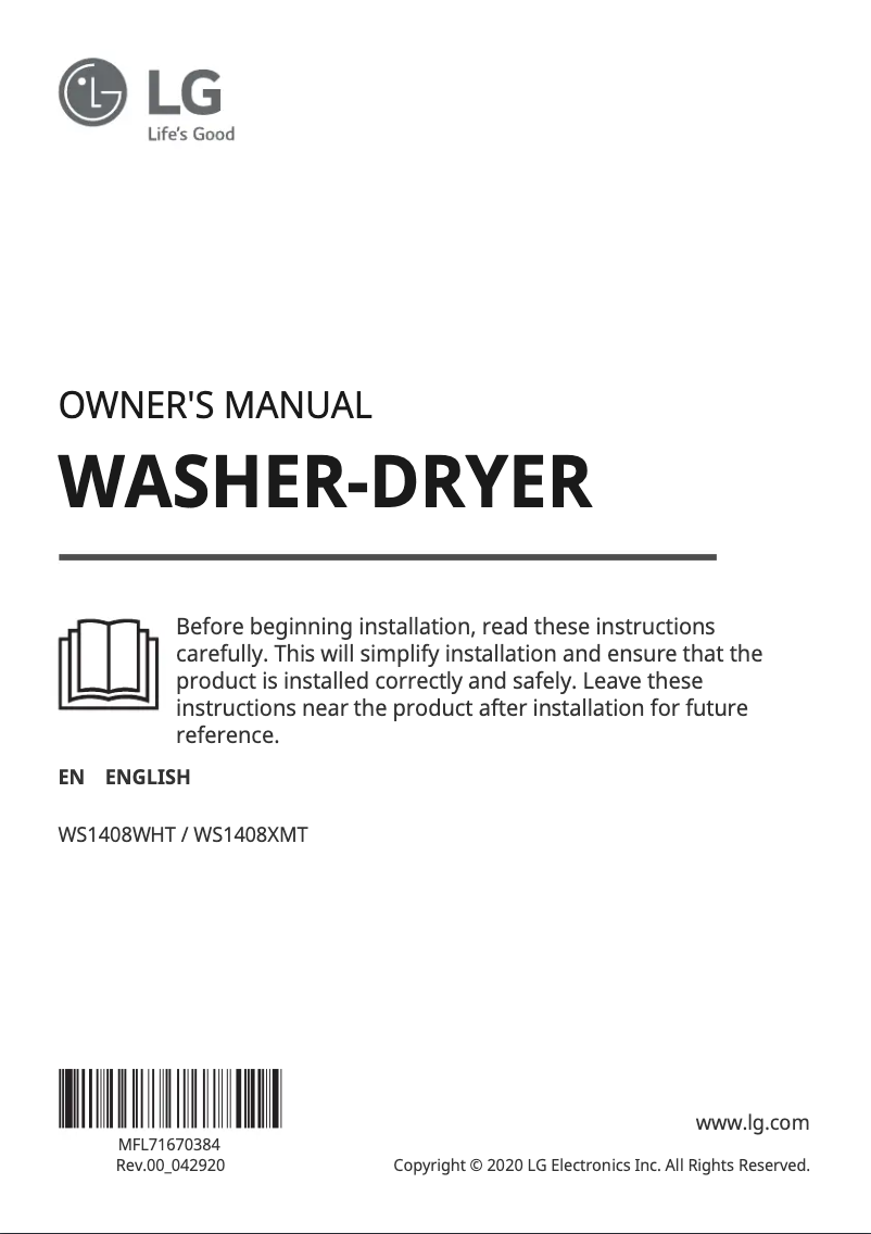 Image de la première page du manuel de l'appareil WS1408WHT