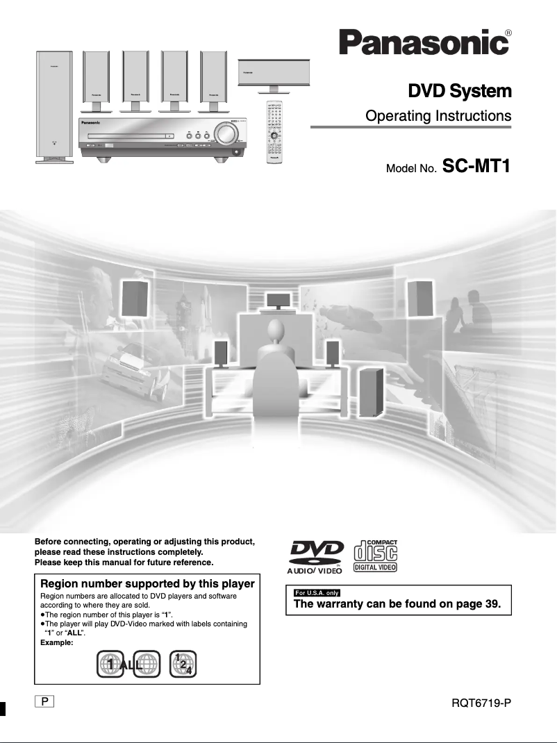 Page n°1 - Manuel utilisateur Panasonic SC-MT1P