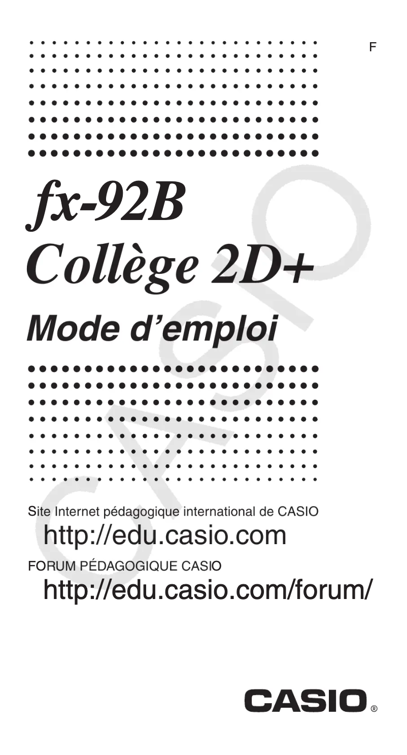 Image de la première page du manuel de l'appareil FX-92B Collège 2D+