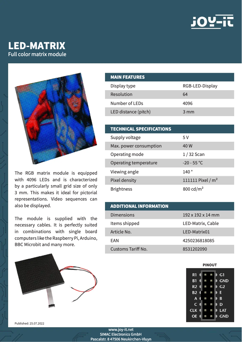 Image de la première page du manuel de l'appareil LED-Matrix01