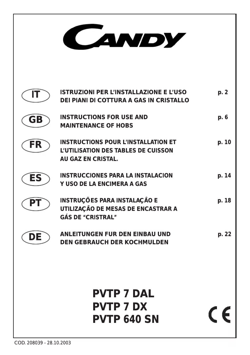 Image de la première page du manuel de l'appareil PCPVTP7DX