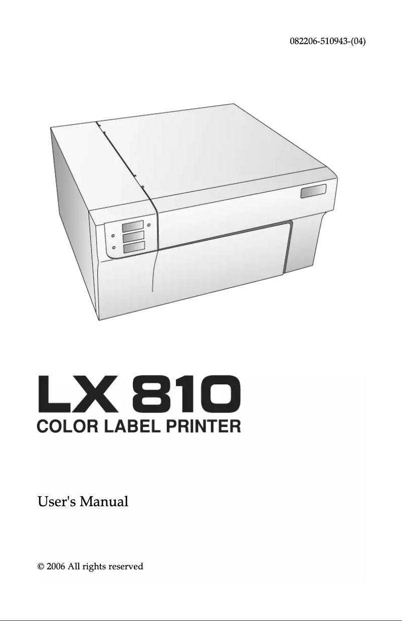 Page 1 de la notice Manuel utilisateur Primera LX810