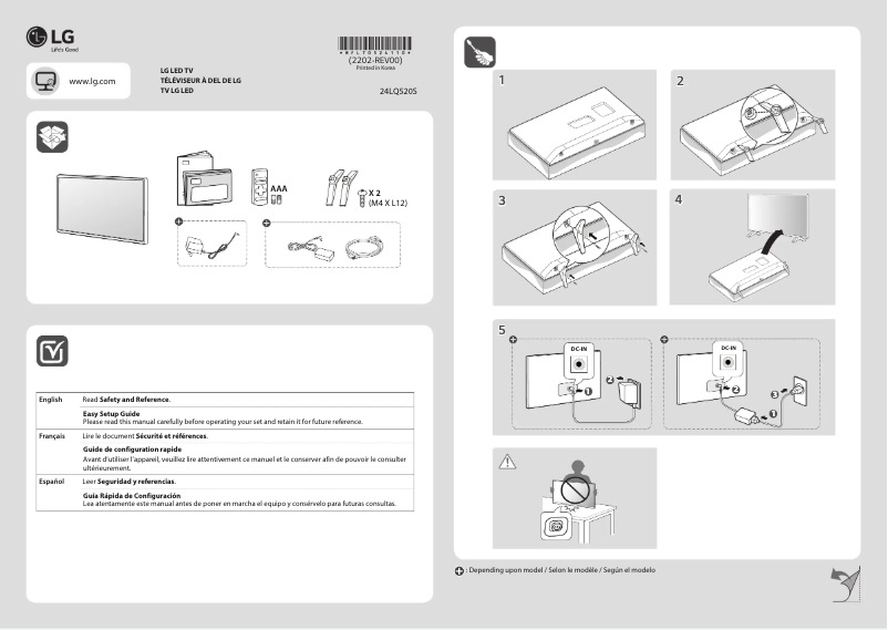 Page 1 de la notice Manuel utilisateur LG 24LQ520S
