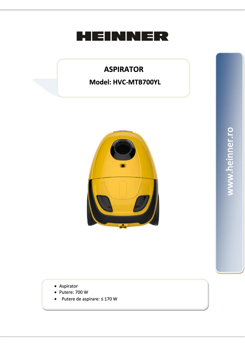 Page 1 de la notice Manuel utilisateur Heinner HVC-MTB700YL