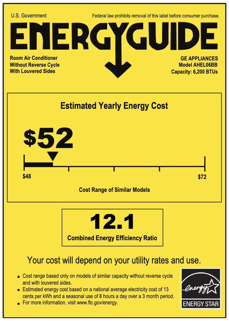 Page n°1 - Label énergétique GE AHEL06BB