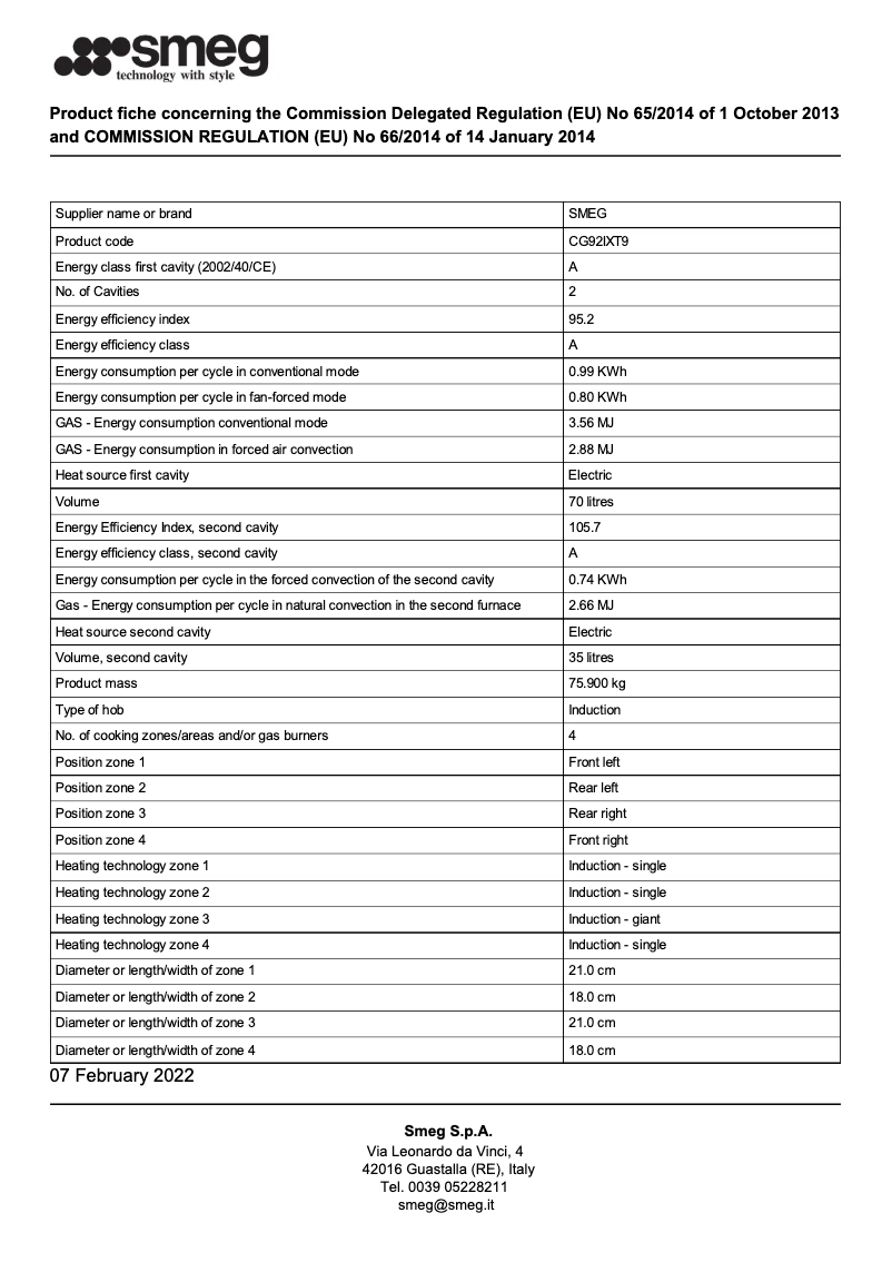 Page n°1 - Brochure Smeg CG92IXT9