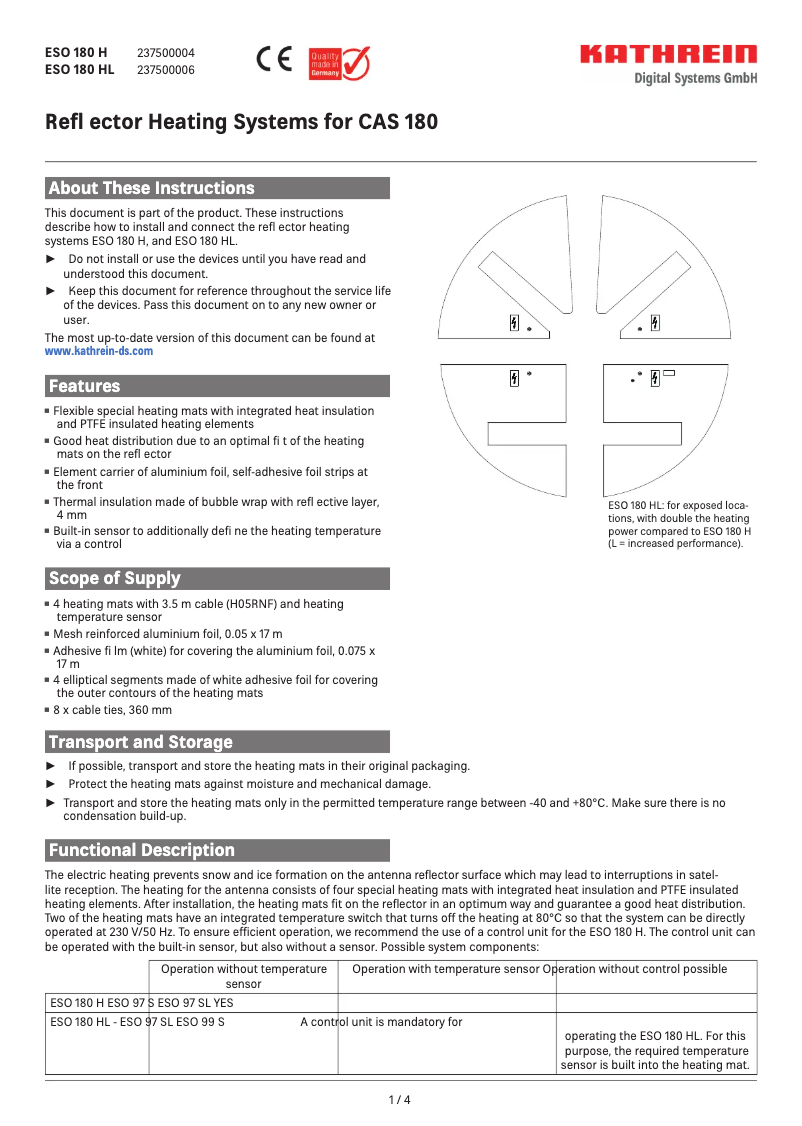 Page 1 de la notice Manuel utilisateur Kathrein ESO 180 H