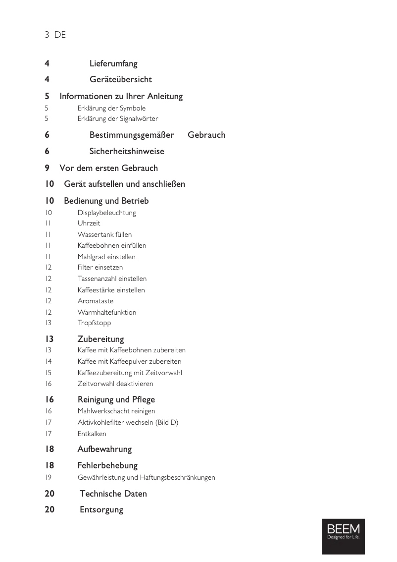 Page 1 de la notice Manuel utilisateur BEEM Fresh-Aroma-Perfect