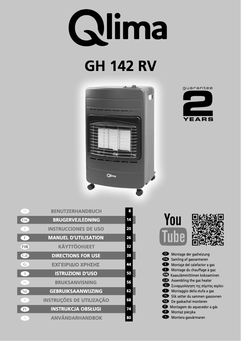 Page n°1 - Manuel utilisateur Qlima GH 142 RV