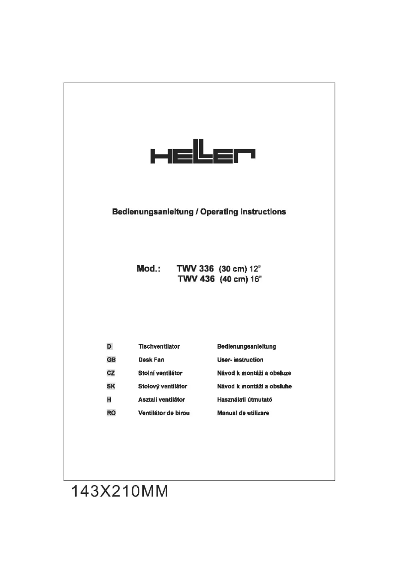 Page n°1 - Manuel utilisateur Heller TWV 436