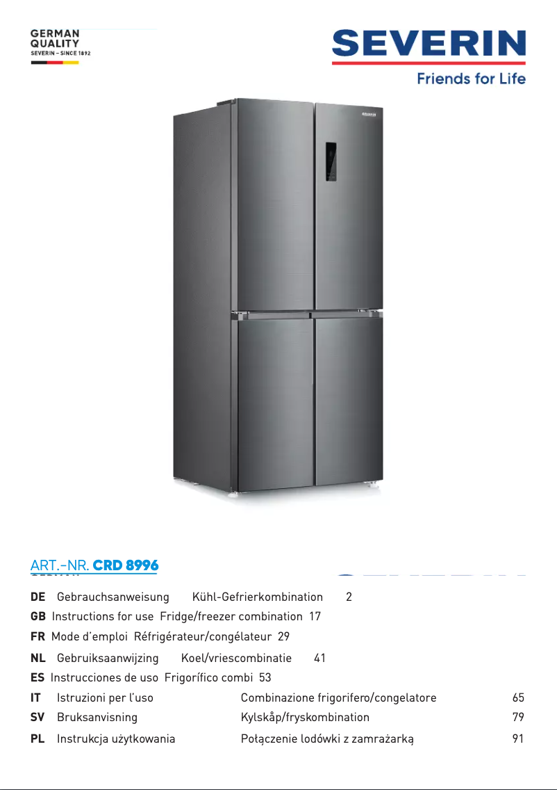 Image de la première page du manuel de l'appareil CRD 8996