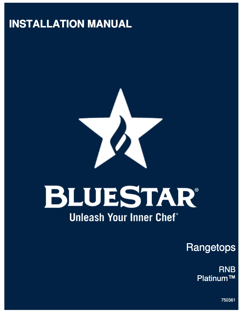 Page n°1 - Guide d'installation BlueStar RGTNB488BV2