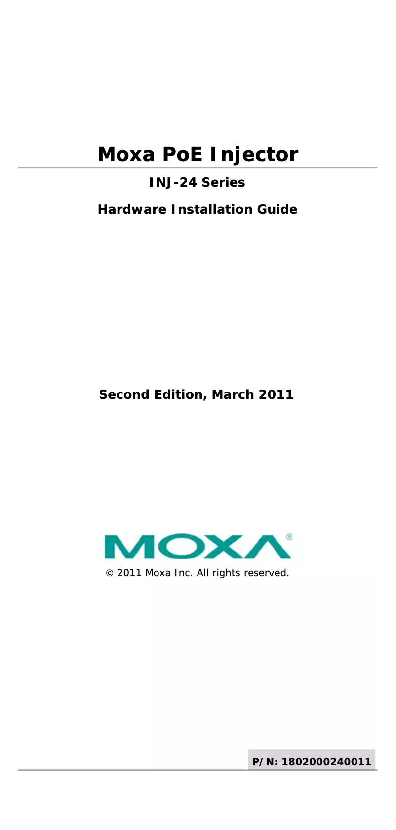 Page n°1 - Manuel utilisateur Moxa INJ-24