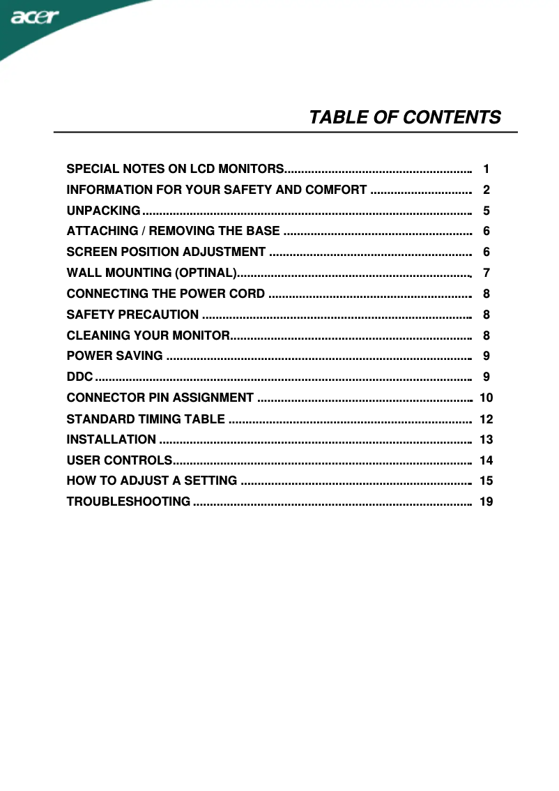 Page 1 de la notice Manuel utilisateur Acer X243HQ