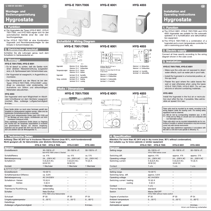 Page 1 de la notice Manuel utilisateur Eberle HYG 4003