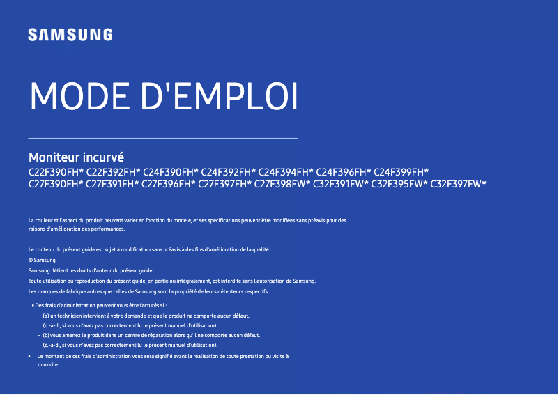 Page n°1 - Manuel utilisateur Samsung C24F390FHE