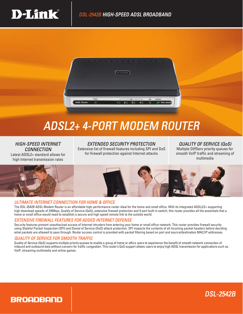 Page 1 de la notice Fiche technique D-Link DSL-2542B