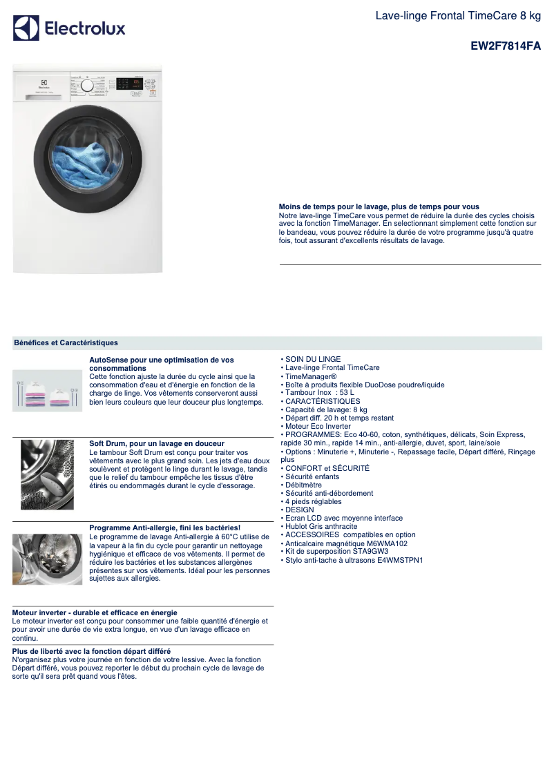 Image de la première page du manuel de l'appareil EW2F7814FA
