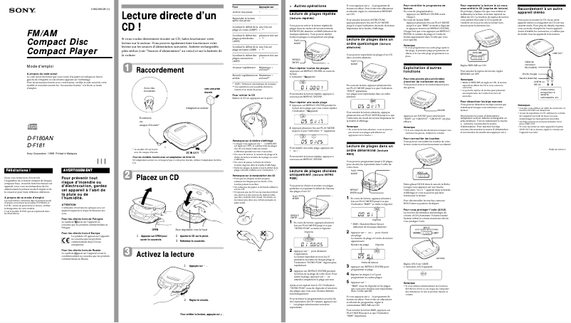 Image de la première page du manuel de l'appareil D-F181