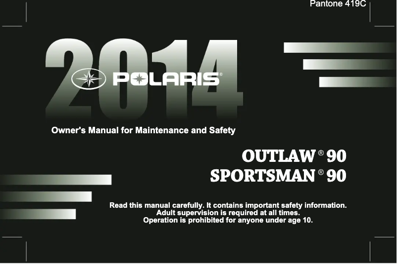 Page 1 de la notice Manuel utilisateur Polaris Sportsman 90 (2014)