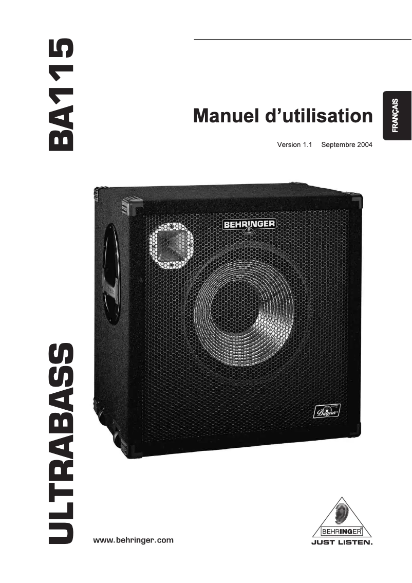 Page n°1 - Manuel utilisateur Behringer Ultrabass BA115