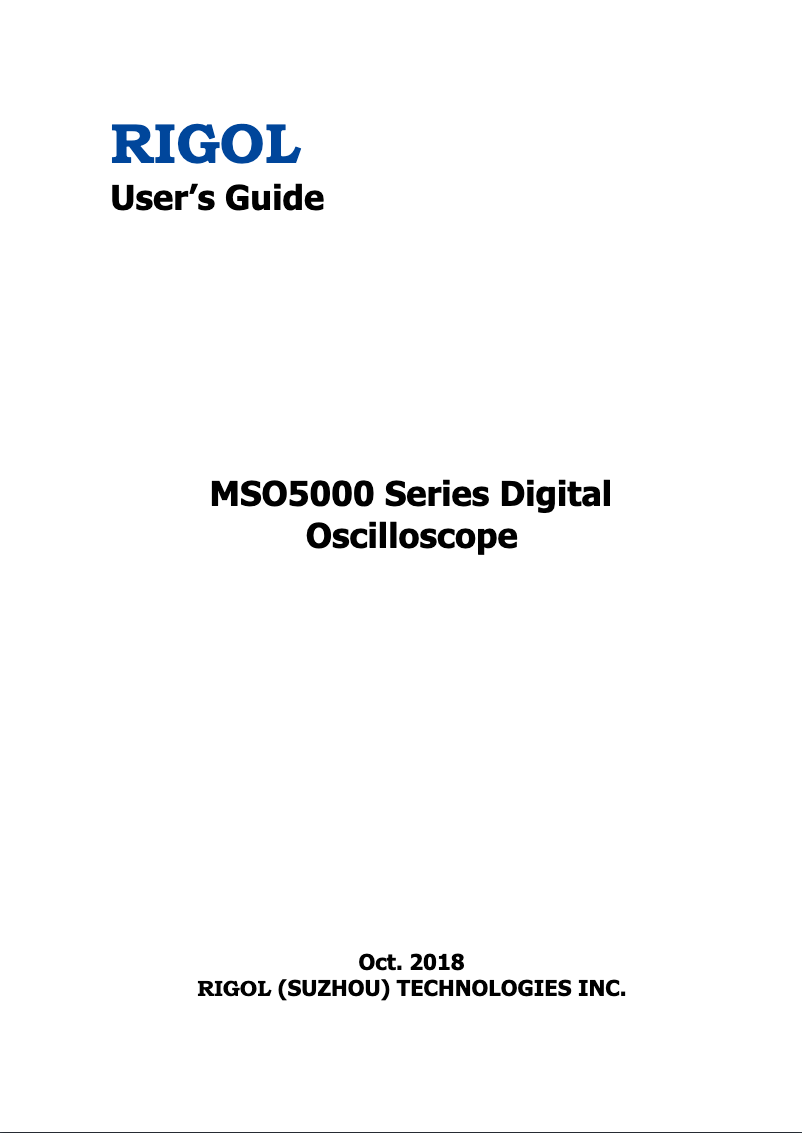Page n°1 - Manuel utilisateur Rigol MSO5102